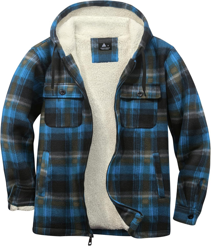SwissWell Herren Hemdjacke Verdicken Kariertes mit Zipper Flanelljacke Plüschfutter Freizeit Gefütte