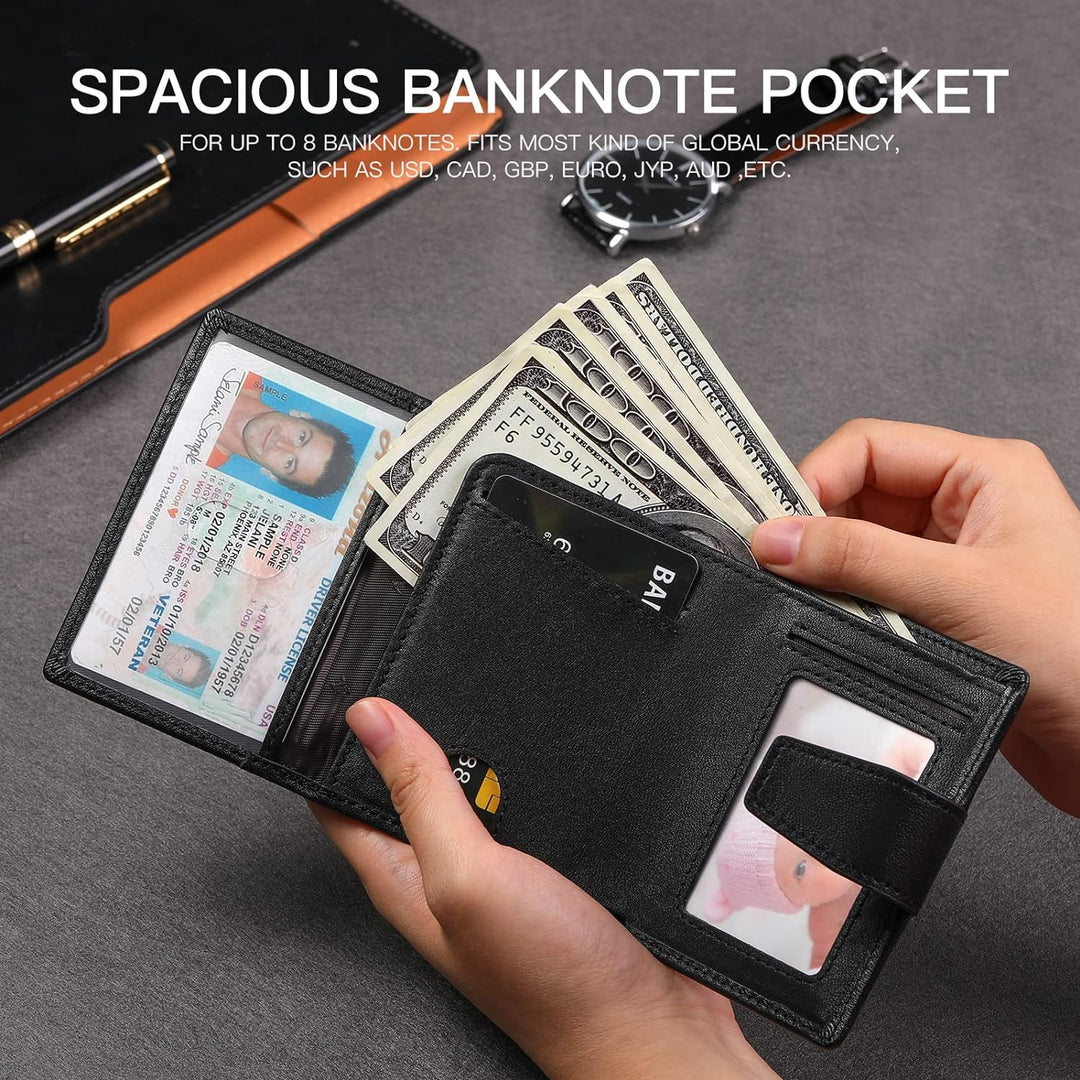 SENDEFN Kartenetui mit Münzfach | Geldbörse Herren RFID Schutz | Geldbeutel aus echtem Leder | Mini