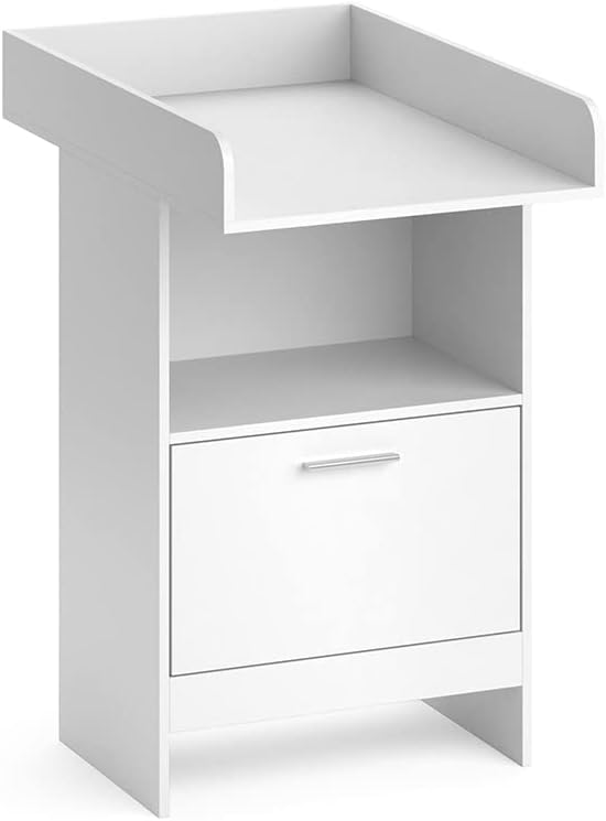 Vicco Wickelkommode Leo, Wickelaufsatz für die Kommode, Weiss, 60 x 103 cm mit Schublade