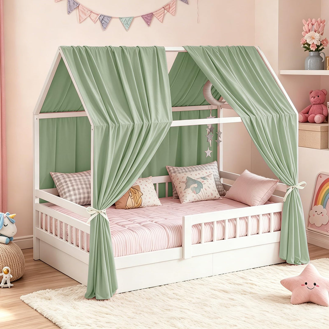 Hausbett Himmel, Betthimmel Hausbett, Stoffhimmel für Hausbetten Mädchen Jungen Baldachin, Handgemac