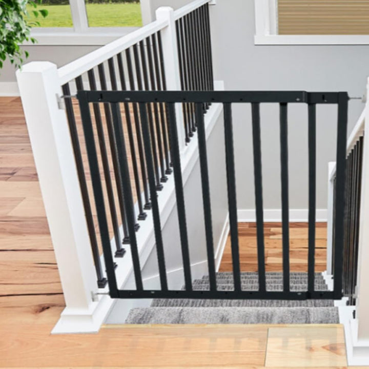 Safetots Robustes Holz Babygitter für Treppen, Schwarz, 63.5 cm - 105.5 cm, Holz Schraubgitter, Schr