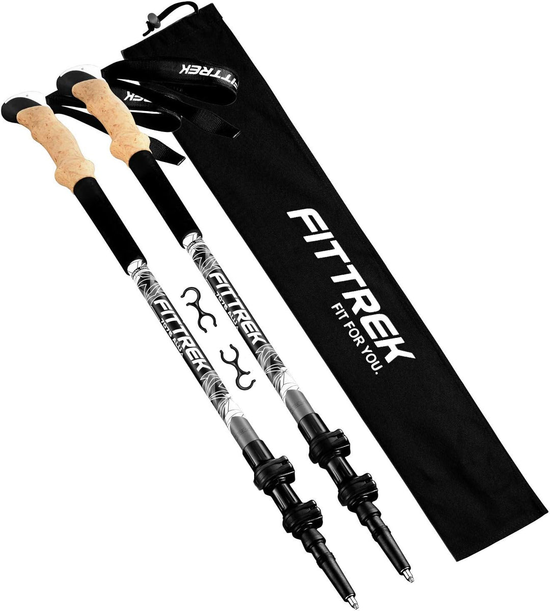 FitTrek Wanderstöcke Kork - Walking Stöcke - Trekkingstöcke Teleskop - Nordic Walking Stock Verstell