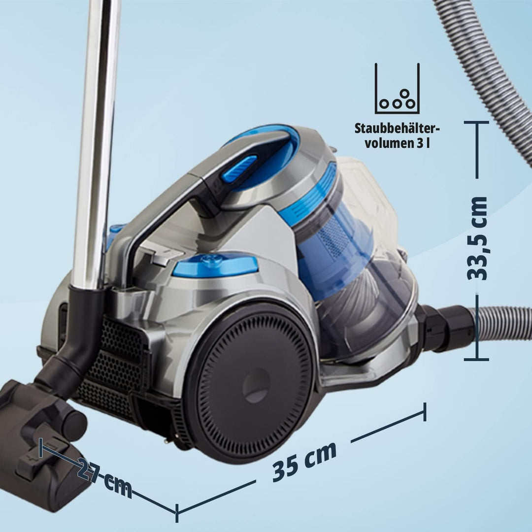 KHG Staubsauger BS-703OT in silberfarben/schwarz mit 700W, 3L Staubbehälter, Multi-Cyclon Technik, H