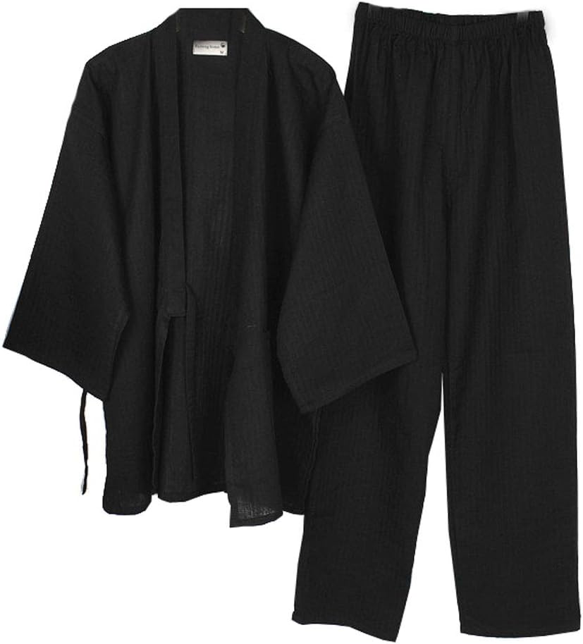 un-brand Japanischer Kimono-Baumwoll-Hanfu-Pyjama-Anzug für Herren in Übergrösse Taoistische Kleidun