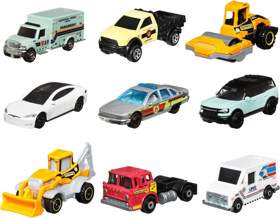 MATCHBOX Geschenkset - 9 Die-Cast-Fahrzeuge für stundenlangen Spielspass, inklusive exklusivem Desig