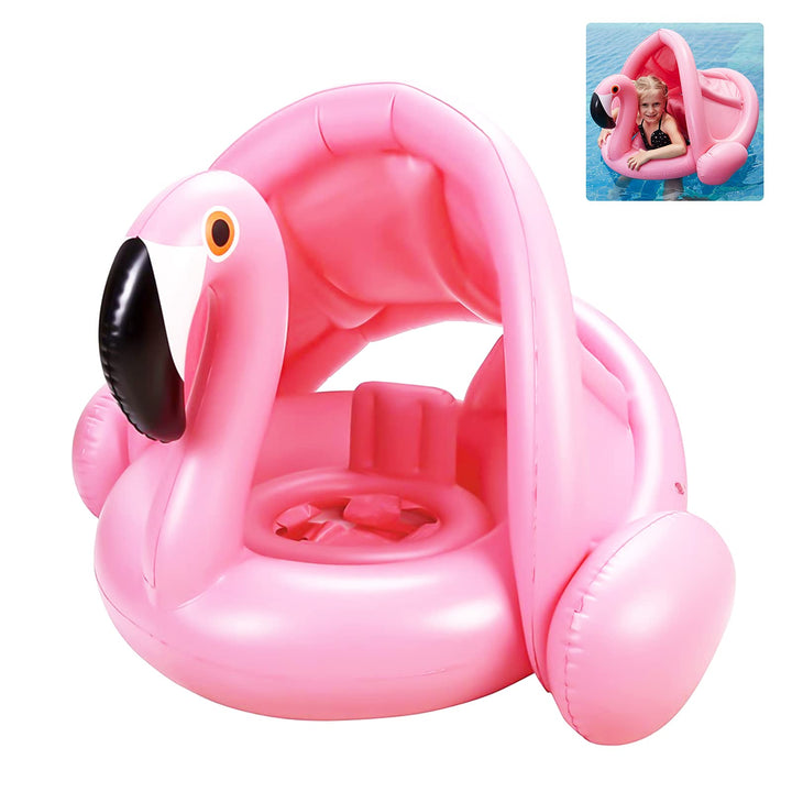 Yisscen Baby Schwimmring, Schwimmring Flamingo, Baby schwimmring mit Sonnenschutz, Baby Pool Schwimm