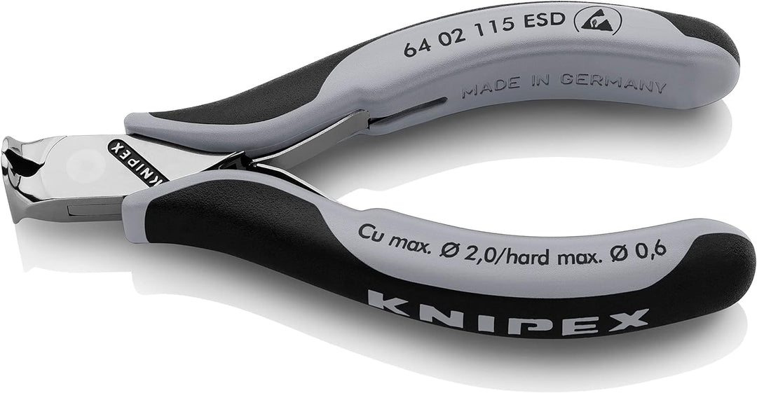 Knipex Elektronik-Vornschneider ESD mit Mehrkomponenten-Hüllen 115 mm 64 02 115 ESD ohne Facette 130