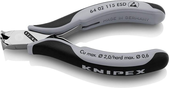 Knipex Elektronik-Vornschneider ESD mit Mehrkomponenten-Hüllen 115 mm 64 02 115 ESD ohne Facette 130