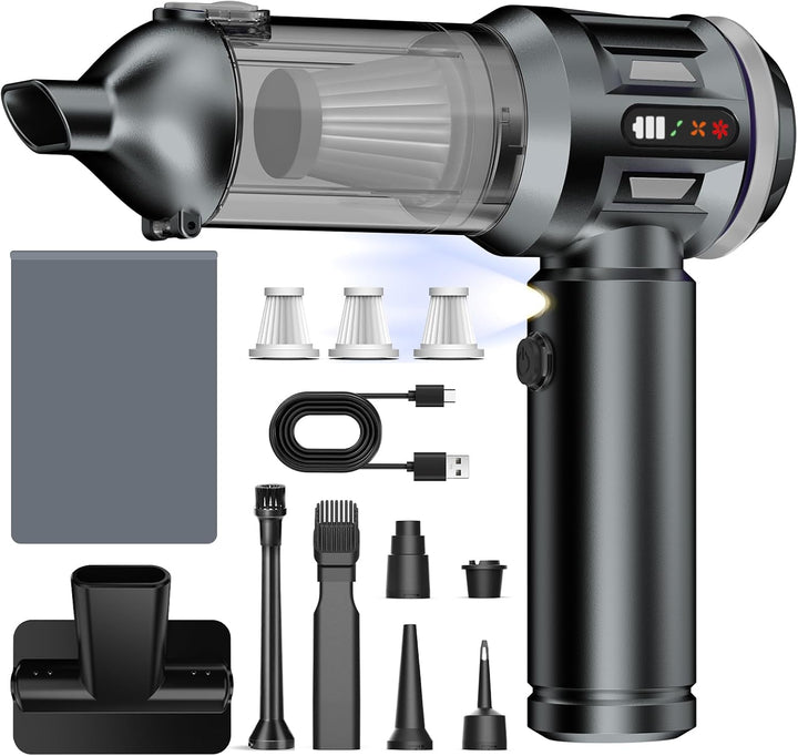 Handstaubsauger, 26000 Pa 4-In-1 Mini Staubsauger Akku Kabellos mit Digitalanzeige 1-Knopf-Selbstent