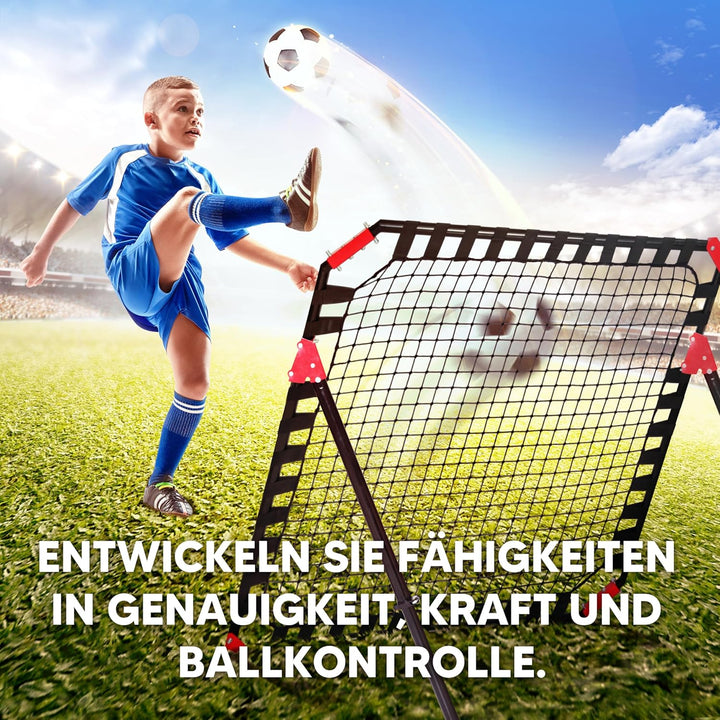 NET Playz - Fussball Kickback Rebounder Tor Stahl Rückprallwand Einstellbar mobil Faltbar, Ausrüstun