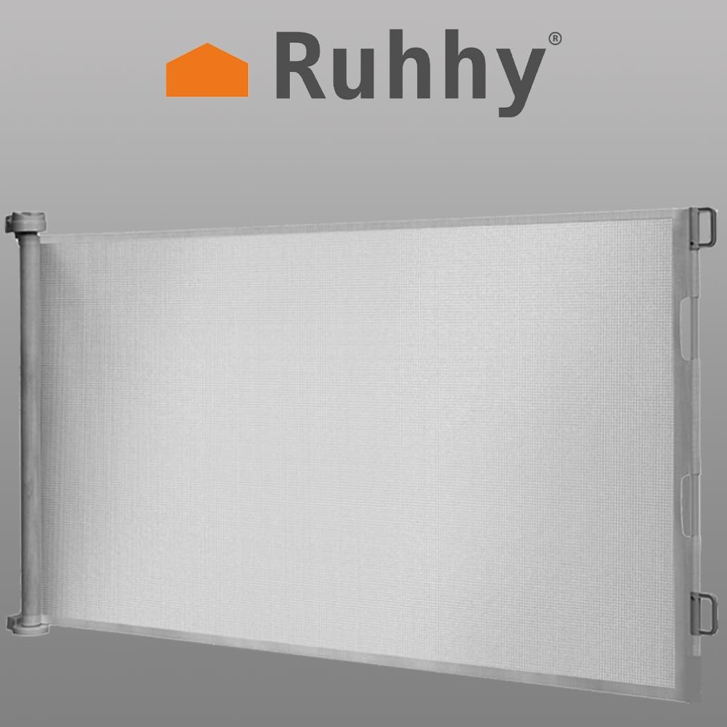 Treppenschutzgitter ausziehbar 13-140cm Rollgitter Höhe 85cm Absperrgitter 19380, Farbe:Grau-Grey, G