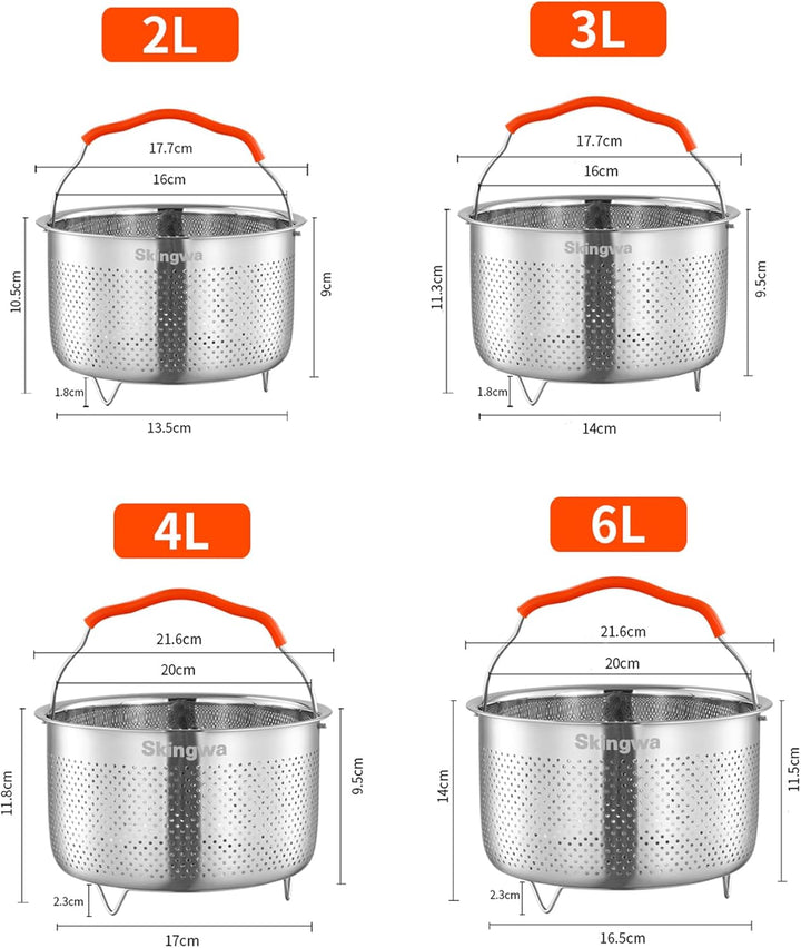 Dampfgarer Korb für Instant Pot 18/8 Edelstahl Siebkorb Schnellkochtopfzubehör (4L) (4L) UK, (4L) UK