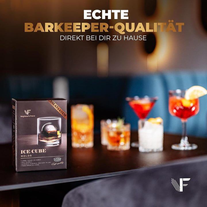 Neighbour’s Friend Patentierte Runde Eiswürfelform 10er Pack - XXL Eiskugelform für Whisky, Rum & Co