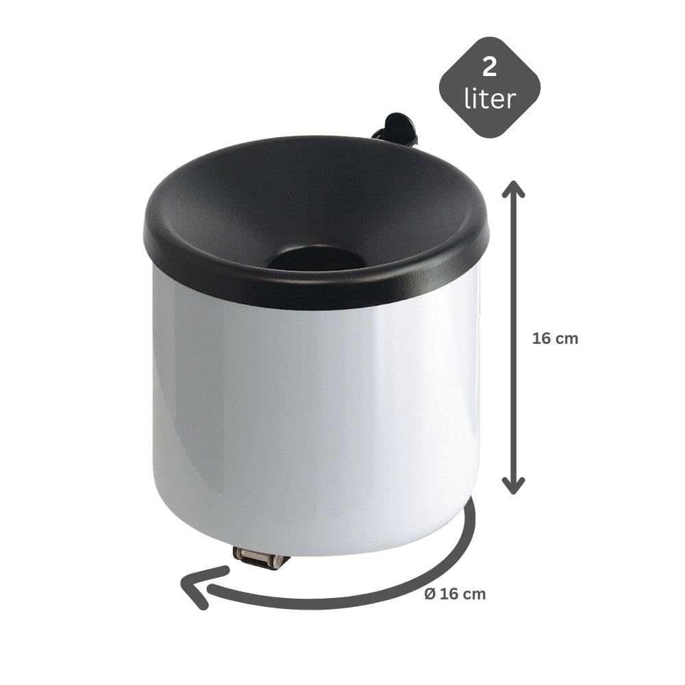PROREGAL Runder Sicherheits-Wandaschenbecher mit Kippvorrichtung | 2 Liter, HxØ 16x16cm | Metall | W