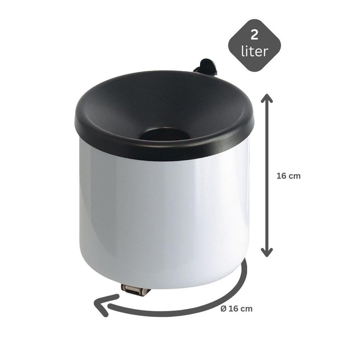 PROREGAL Runder Sicherheits-Wandaschenbecher mit Kippvorrichtung | 2 Liter, HxØ 16x16cm | Metall | W