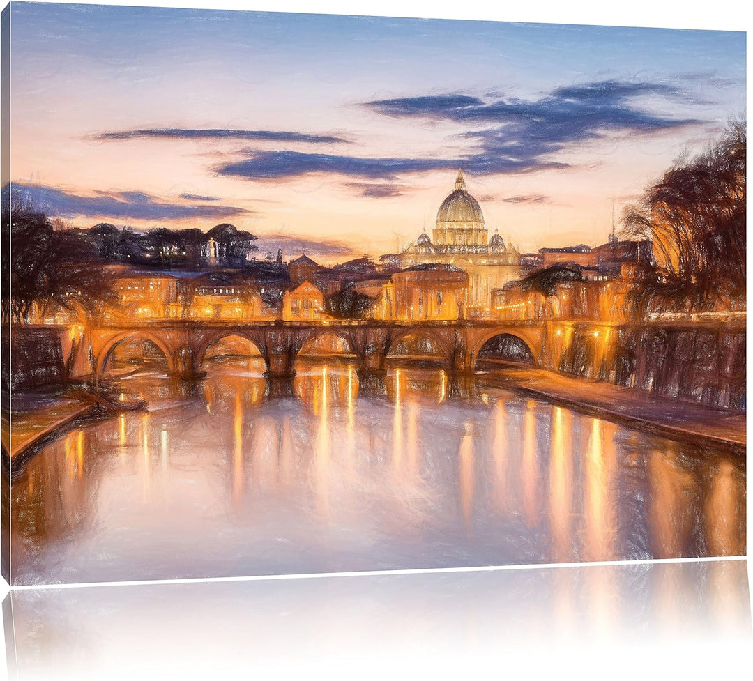der Basilika St. Peter in Rom als Leinwandbild/Grösse: 100x70 cm/Wandbild/Kunstdruck/fertig bespannt
