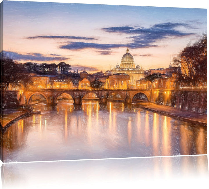 der Basilika St. Peter in Rom als Leinwandbild/Grösse: 100x70 cm/Wandbild/Kunstdruck/fertig bespannt