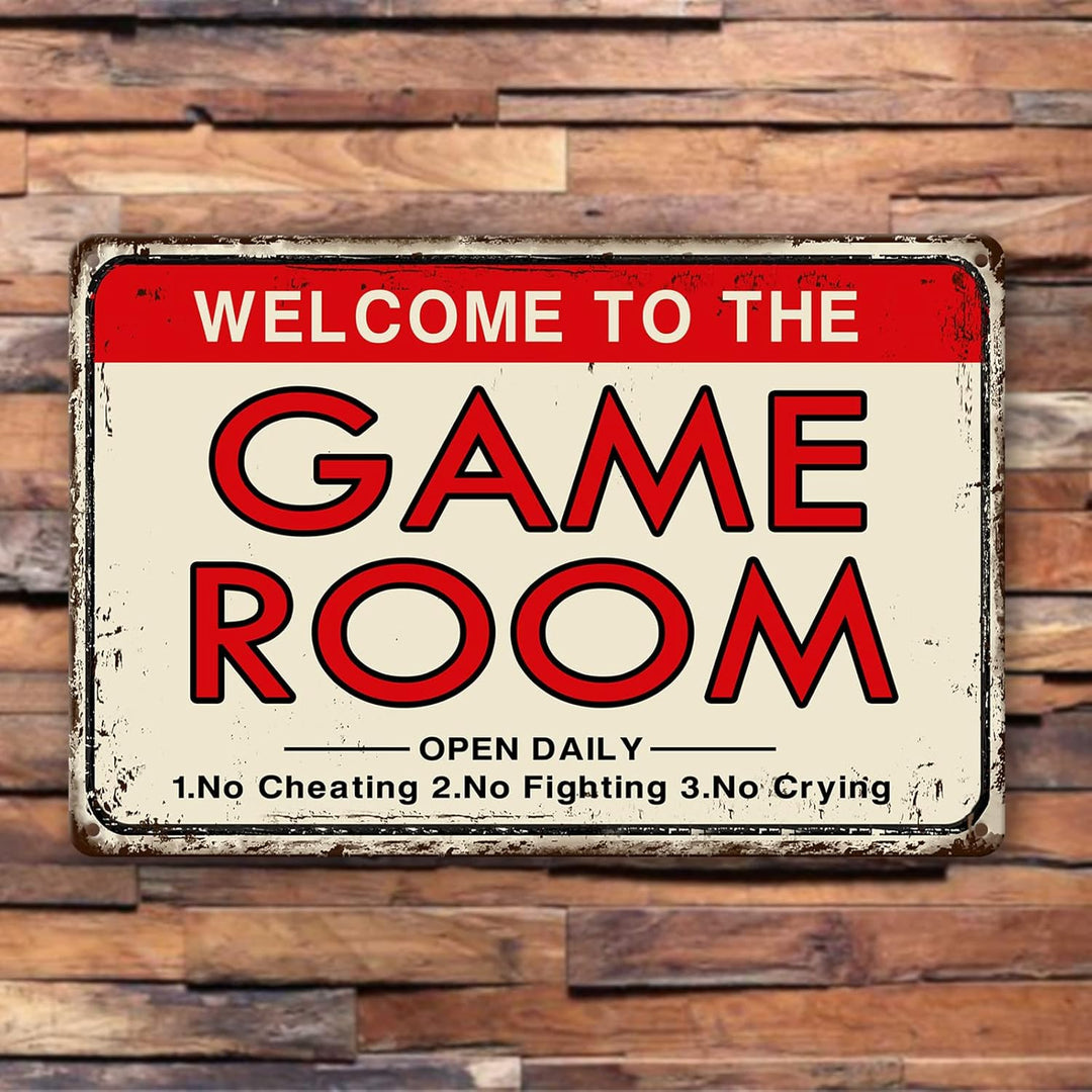 CWEIDP Videospielzimmer-Zubehör und Dekoration, Retro-Arcade-Blechschilder, Billard-Theater-Pulver,