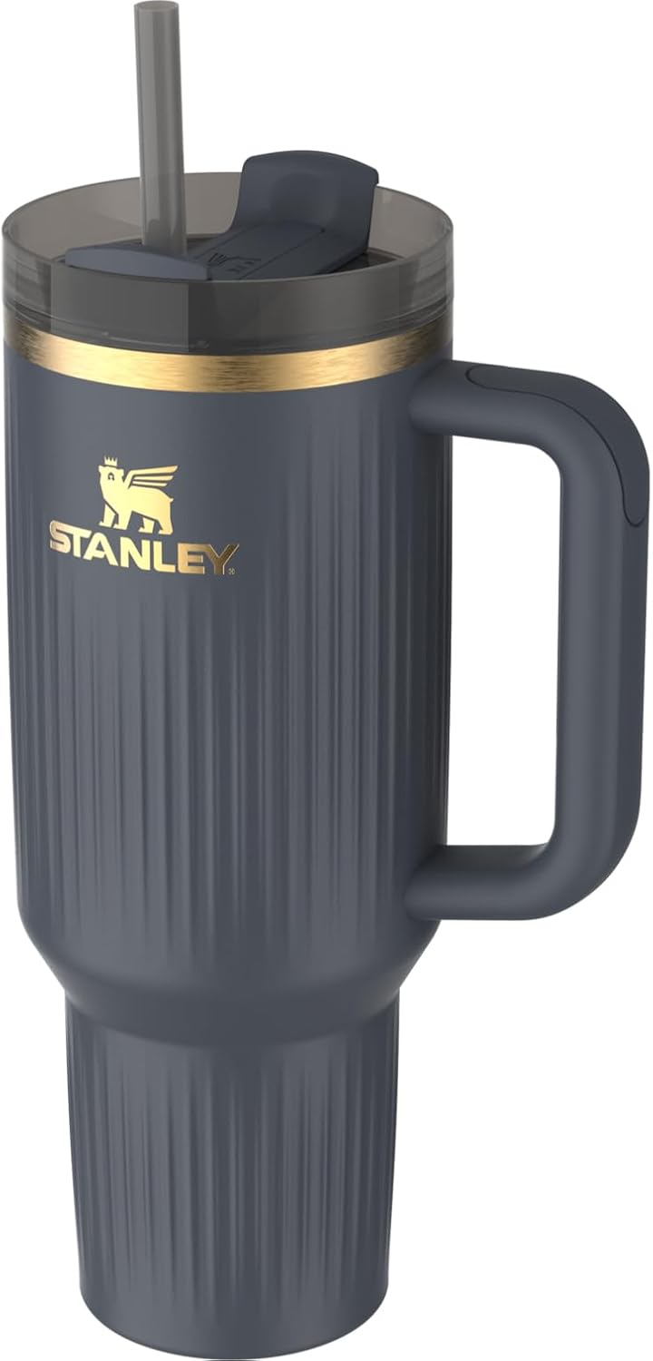 Stanley Quencher H2.0 Trinkbecher mit Henkel und Strohhalm 40 oz Geriffelte Dämmerung, 40 oz Geriffe