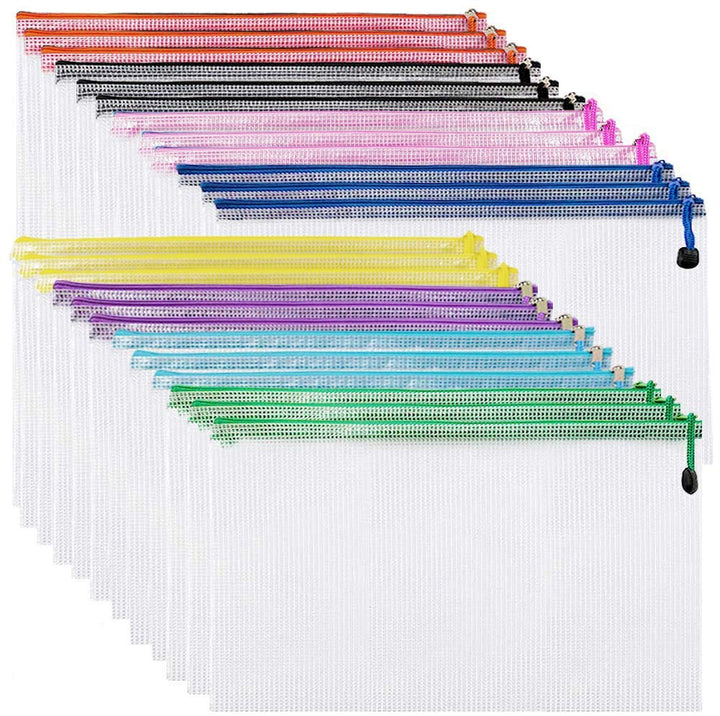 A5 Kunststoffhüllen mit Reissverschluss, A5, Reissverschlussbeutel, 24 Packungen (8 Farben) A5, 24 S