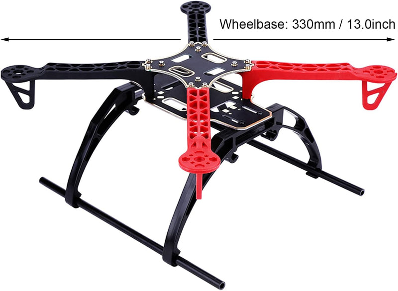 Tbest Quadcopter Rahmen, 33cm Racing Aircraft Drone Rahmen Kit Mini Quad Quadcopter Zubehör Integrie