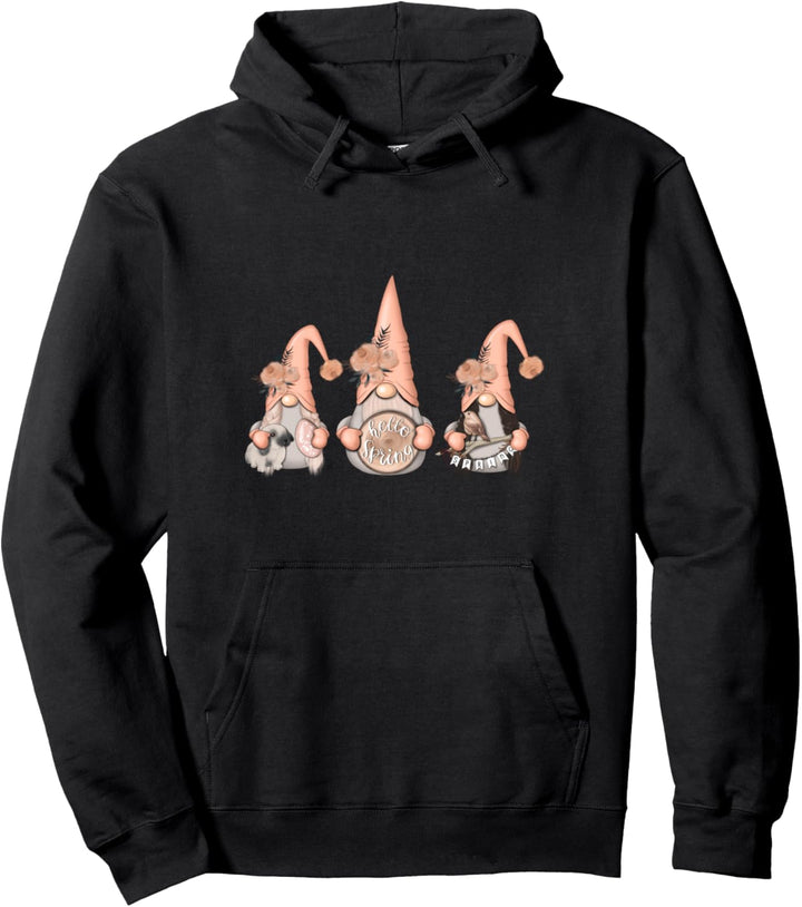 Three Pastel Garden Gnomes - Easter gift for Her Women Girls Pullover Hoodie