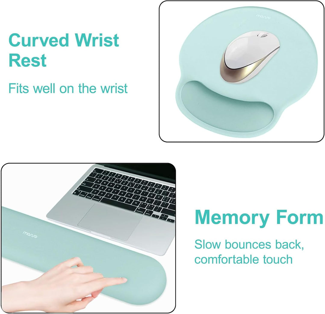 MOSISO Handgelenkstütze für Mauspad&Tastatur Set, Ergonomisch Kreisförmig Mauspad&Untersetzer Rutsch
