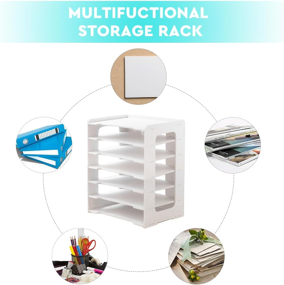 7-Tier Schreibtisch Organizer A4, Briefablage Stapelbares Dokumentenablage, A4 Papier Aktenaufbewahr