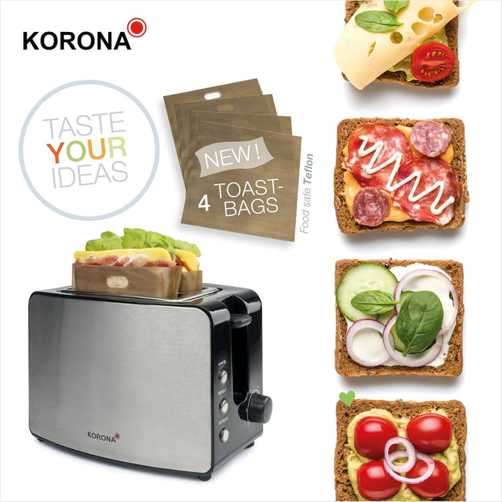 Korona 21250 Doppelschlitztoaster | Extra grosse Röstschlitze für American Sandwichtoasts | 4 wieder