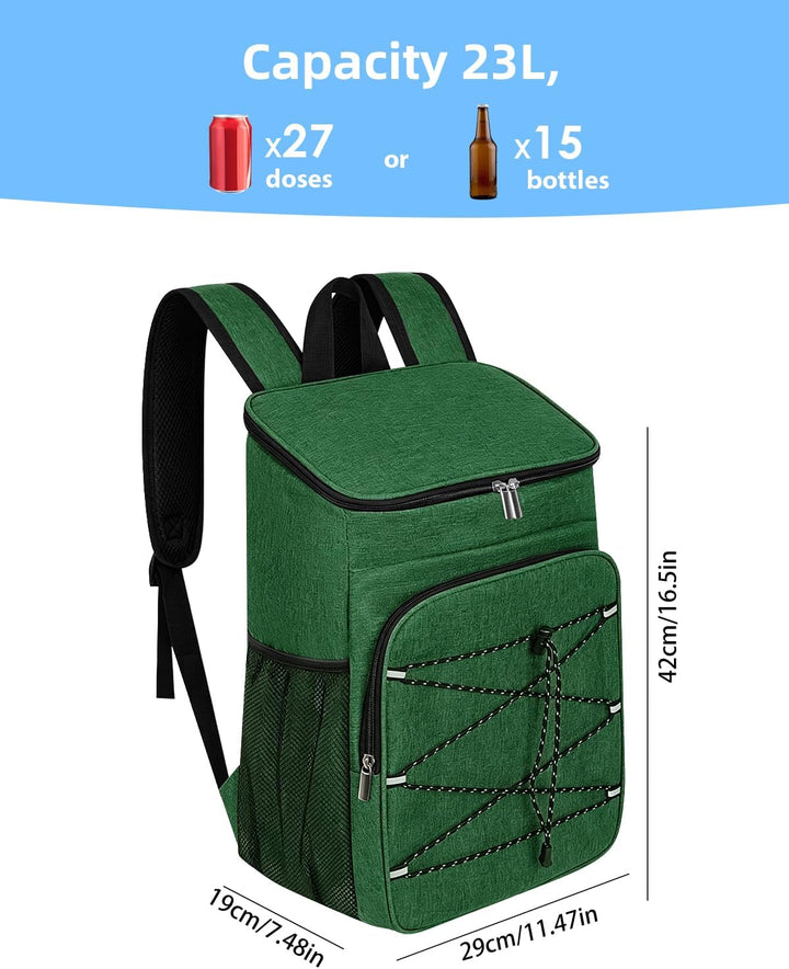 23L Kühlrucksack, Gross Kühltasche Isoliertasche, Tragbare Wasserdichter Picknickrucksack Damen Herr