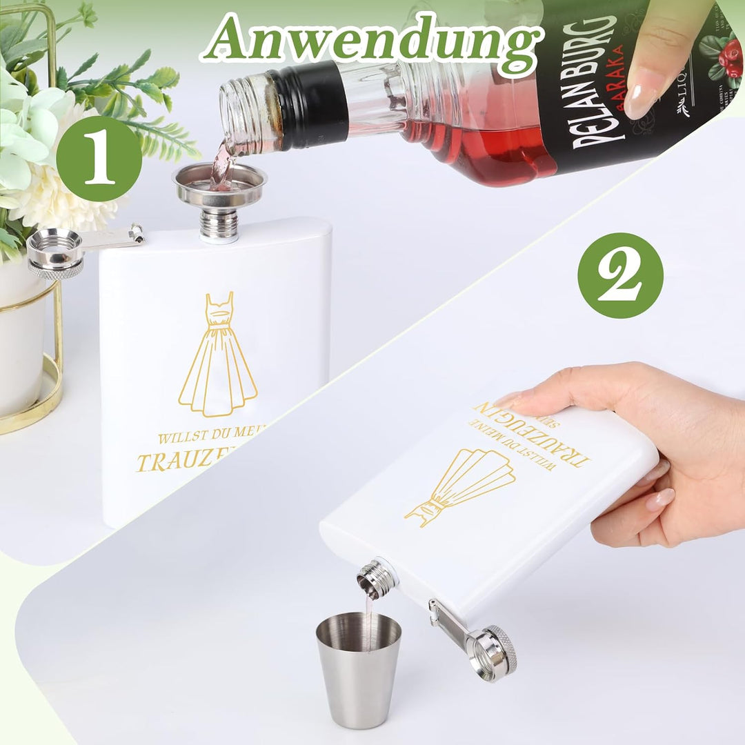 8 Stück Trauzeugin Fragen Flachmann Willst Du Meine Trauzeugin Sein Mit Karte 8oz Flachmann Mit Grav