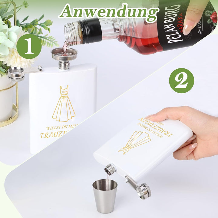 8 Stück Trauzeugin Fragen Flachmann Willst Du Meine Trauzeugin Sein Mit Karte 8oz Flachmann Mit Grav