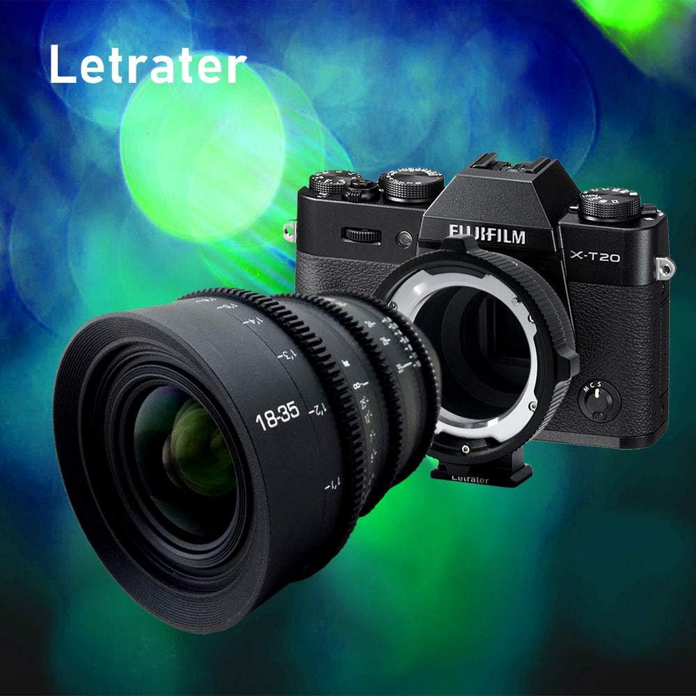 Letrater PL-FX cine Objektivadapter Konverter für Fujifilm X-Mount Kameras X-Pro1, X-E1, Mattschwarz