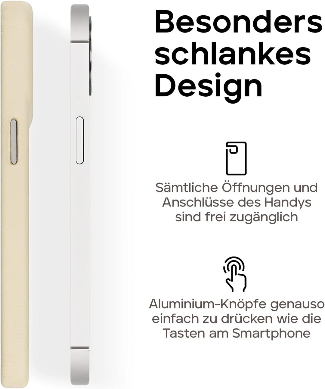WIIUKA Hülle für iPhone 14 Pro, Leder aus Deutschland, Lederhülle extra Dünn, Premium Handyhülle, Ca
