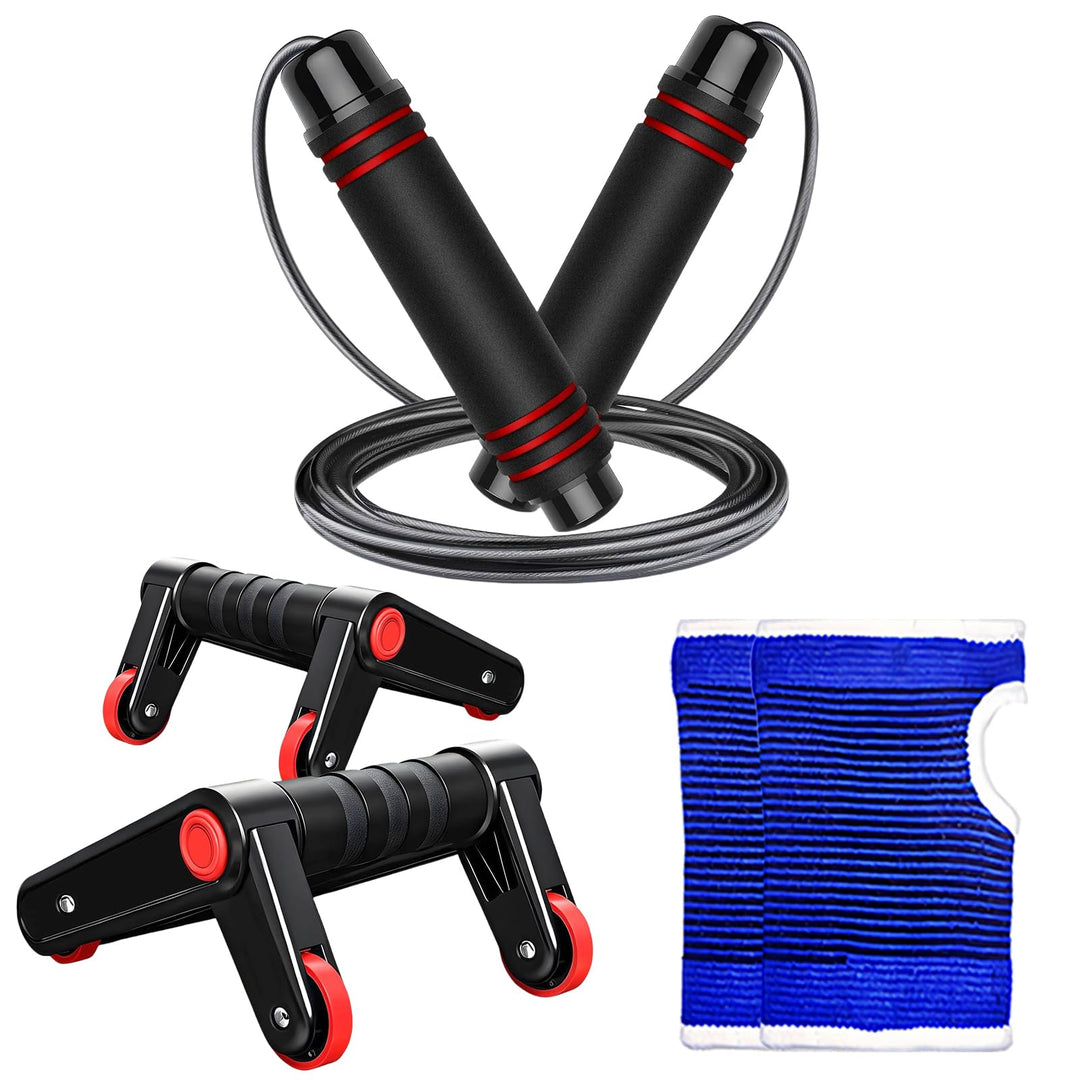 Springseil, Speed Rope Verstellbar mit Hautfreundlichen Schaum Griffe, Faltbare Liegestützgriffe mit