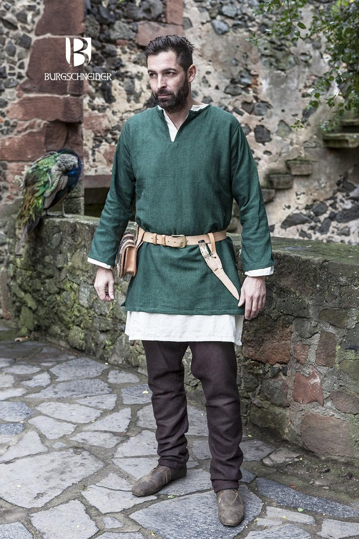 Burgschneider Mittelalter Kurztunika Erik - Grün S Small, Small