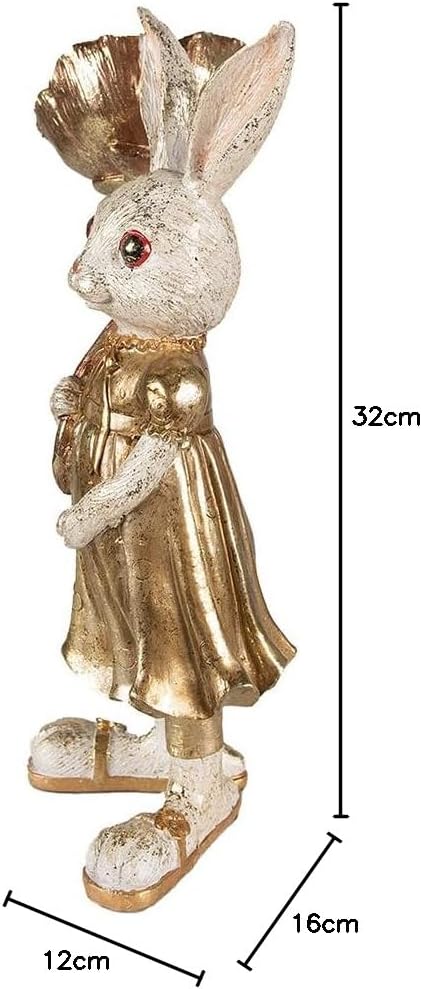 Clayre & Eef Figur Kaninchen 16x12x32 cm Goldfarbig Polyresin Wohnaccessoires