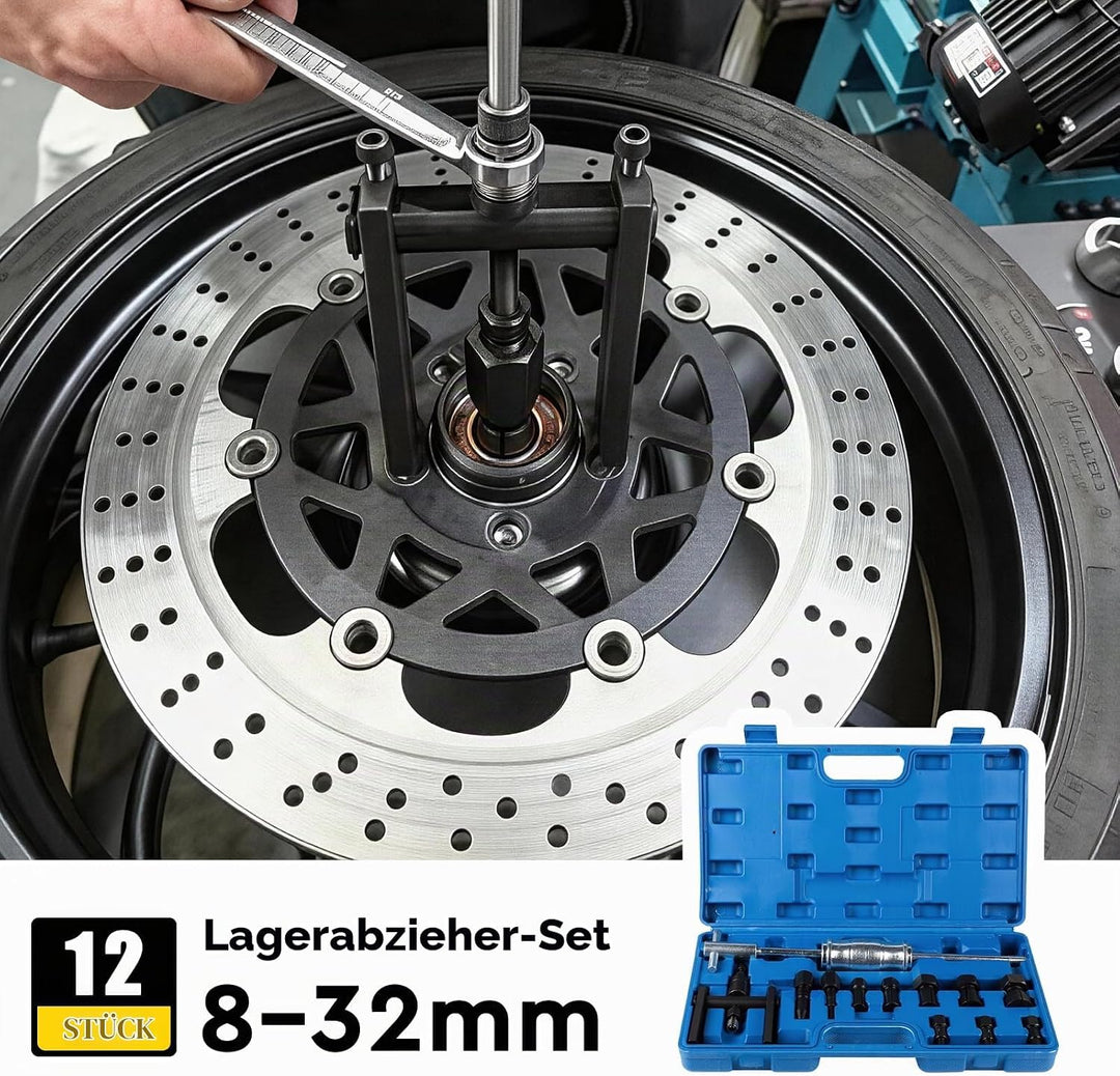 12 TLG Innenlager Abzieher 8–32 mm Kugellagerabzieher Set Motorrad, 12 Tlg