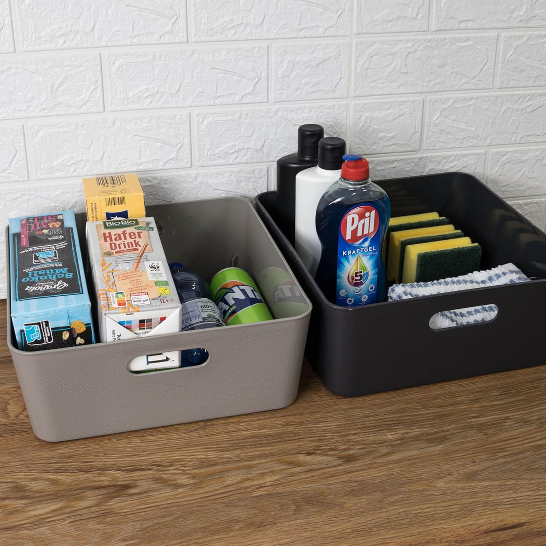 #11 4X Ordnungsbox - 12 cm hoch - anthrazit - 30x 30 cm - Ordnungskorb - Regalorganizer Wandregal 4