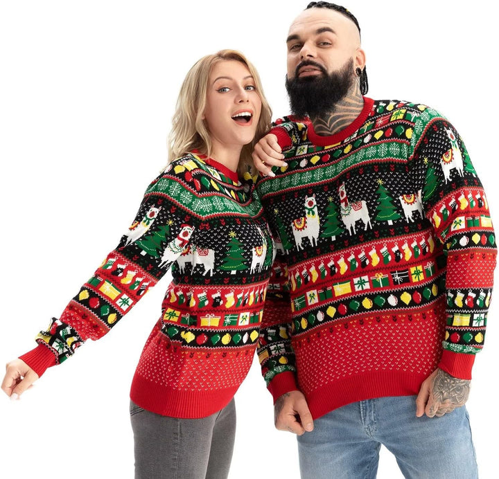 U LOOK UGLY TODAY Unisex Herren Damen Weihnachtspullover LED Licht Lustig Sweater Pulli Hässlich Xma