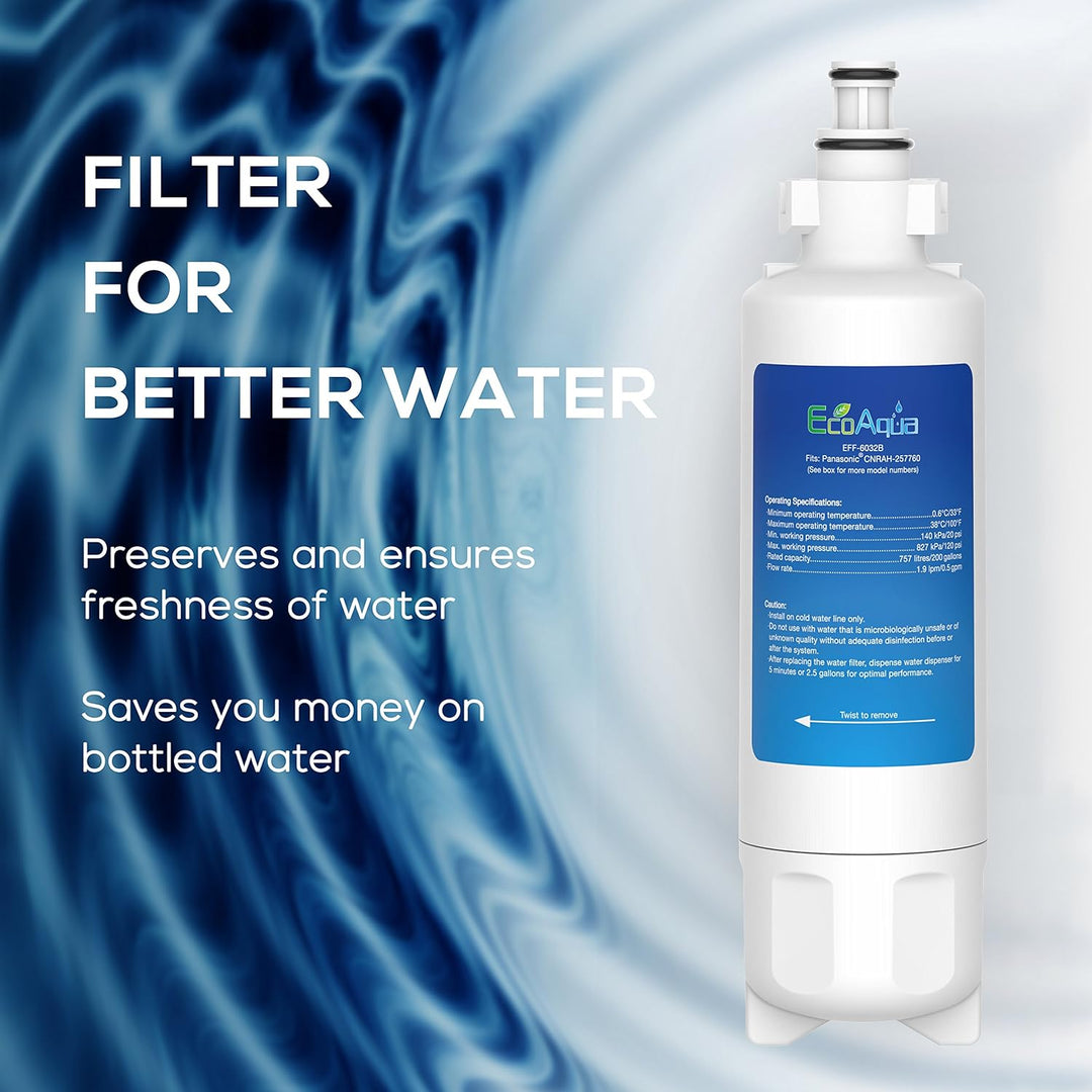 EcoAqua EFF-6032B Kühlschrankwasserfilterersatz Kompatibel mit Panasonic CNRAH-257760, CNRBH-125950,