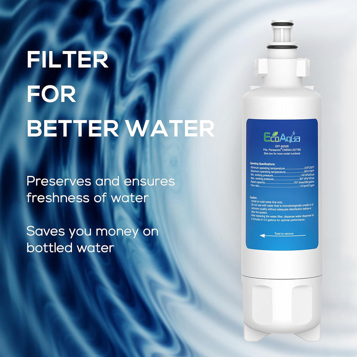 EcoAqua EFF-6032B Kühlschrankwasserfilterersatz Kompatibel mit Panasonic CNRAH-257760, CNRBH-125950,