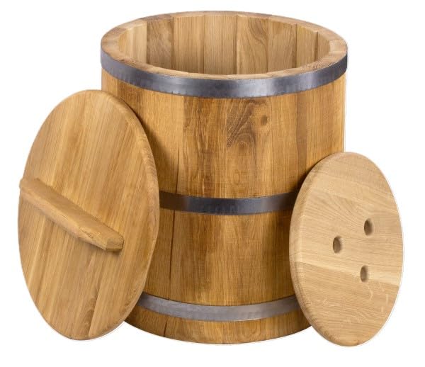 Sauerkrauttopf 30 L, Eiche, Gurkentopf, Einlegegefäss, Holzgefäss zum Einlegen für Gemüse, (Bottich)