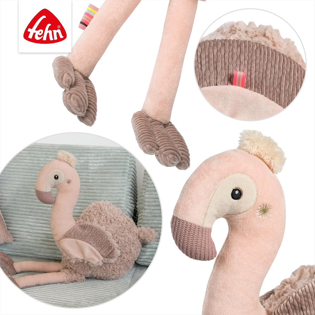 Fehn Kuscheltier Flamingo XL – Grosses Stofftier &amp; Einschlafhilfe | Spielgefährte und Beschützer zum