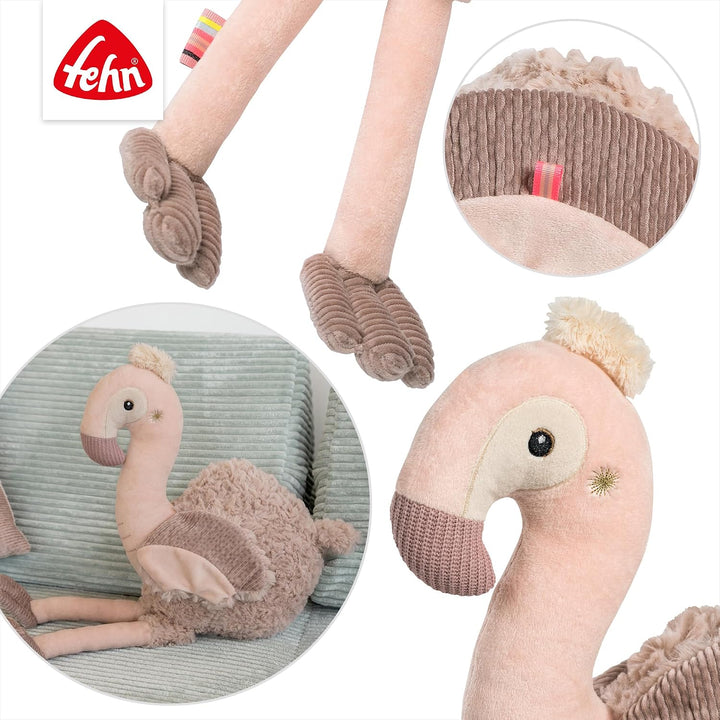 Fehn Kuscheltier Flamingo XL – Grosses Stofftier &amp; Einschlafhilfe | Spielgefährte und Beschützer zum