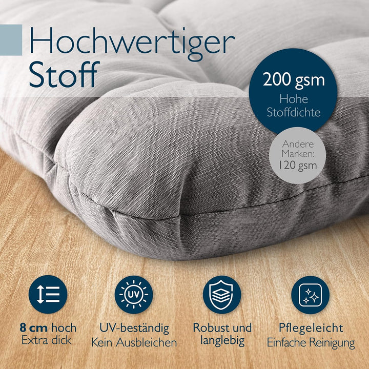 Beautissu 2er Set Premium Stuhlkissen 40x40 cm Hellgrau – UV-beständig & Robust Sitzkissen Outdoor 8