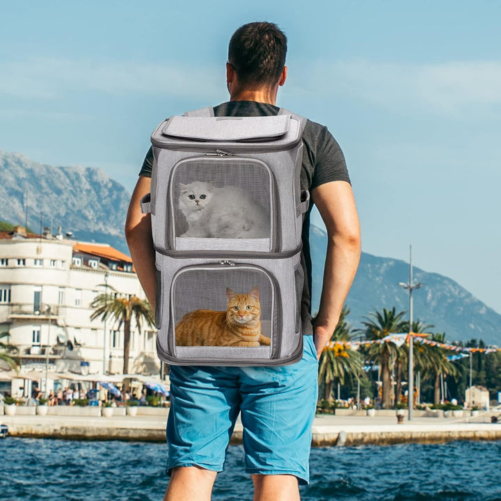 FASRIOU Katzenrucksack für 2 Katzen,Katzentransportbox für 2 Katzen,Haustier Rucksack für 2 Katzen/k