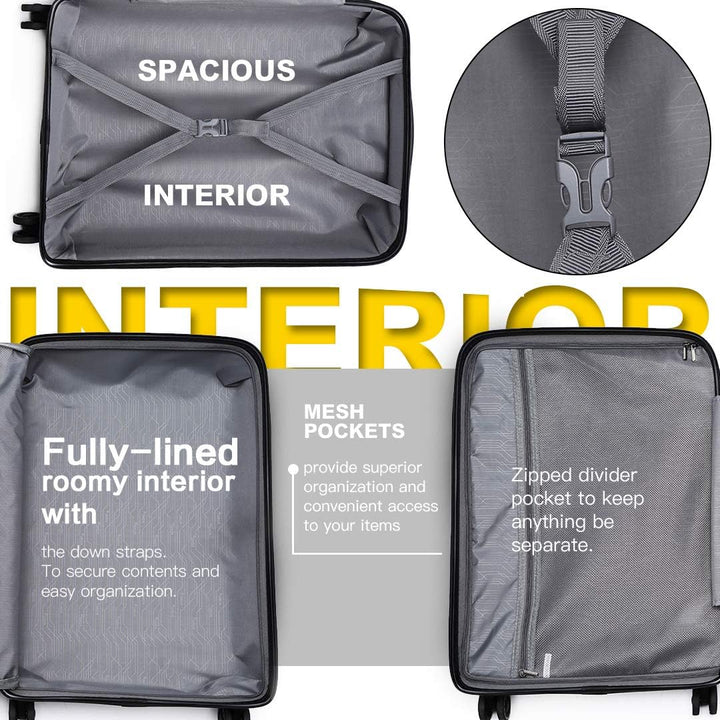 KONO Handgepäck Koffer Trolley ABS+PC Leicht Kabinenkoffer Reisekoffer mit 4 Rollen und Zahlenschlos