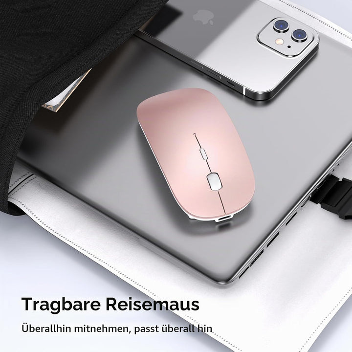 RaceGT Maus Kabellos USB-C &amp; USB-A, Mouse Aufladbar 2,4GHz Leise klick Beidhändig 3 Adjustable DPI L