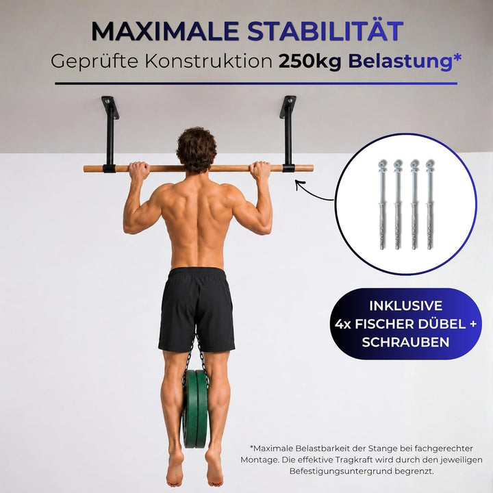 Klimmzugstange, Pull Up Bar über Türrahmen & Balken - robustes Material pulverbeschichtet - Belastba